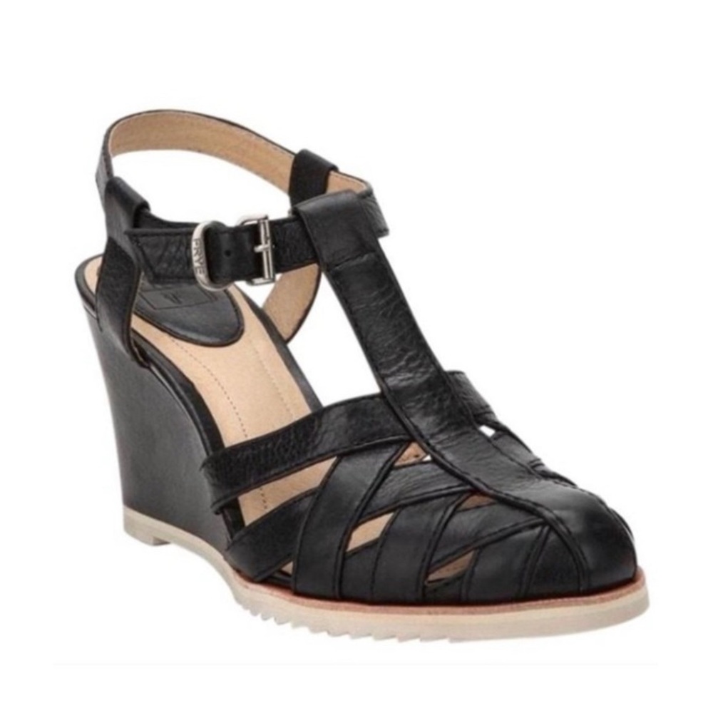 *chocolate brown* Frye Maye Vintage Ankle Wedge Sandals